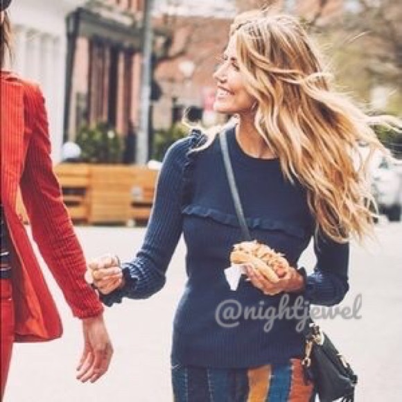 💙See by Chloe Cozy Warm Ruffle Alpaca Sweater Navy $345 - Picture 2 of 8